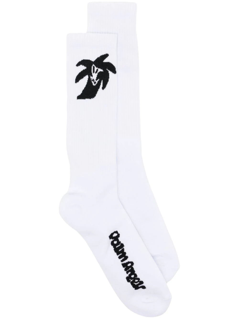 PALM ANGELS MEN "Hunter" Graphic Socks White Black - MAISONDEFASHION.COM