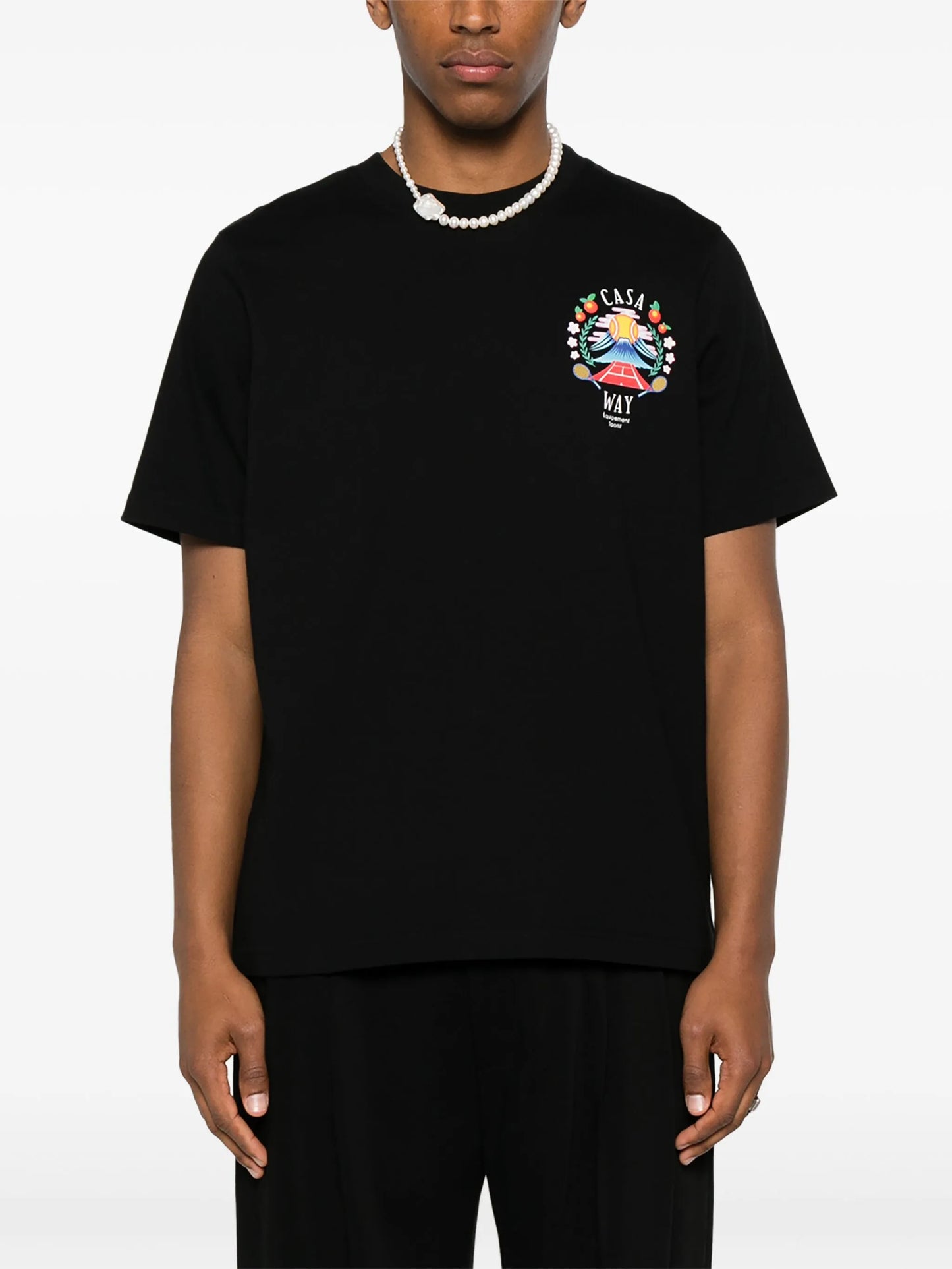 CASABLANCA Casa Way Mountain T-shirt Black – MAISONDEFASHION.COM CASABLANCA Casa Way Mountain T-shirt Black – MAISONDEFASHION.COM