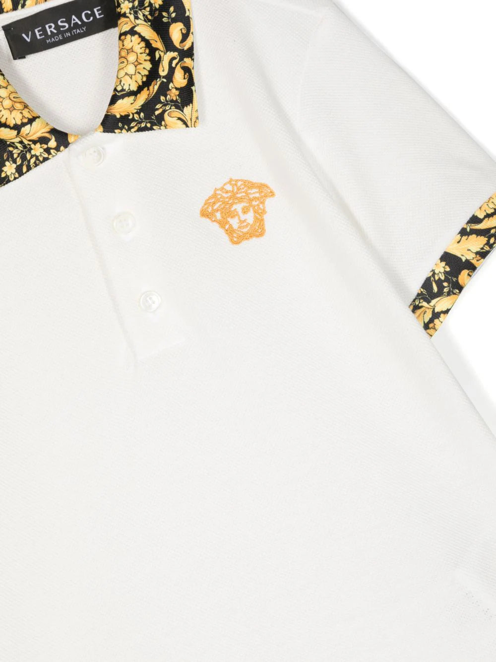 VERSACE BABY Boys Barocco-print Cotton Polo Shirt White - MAISONDEFASHION.COM