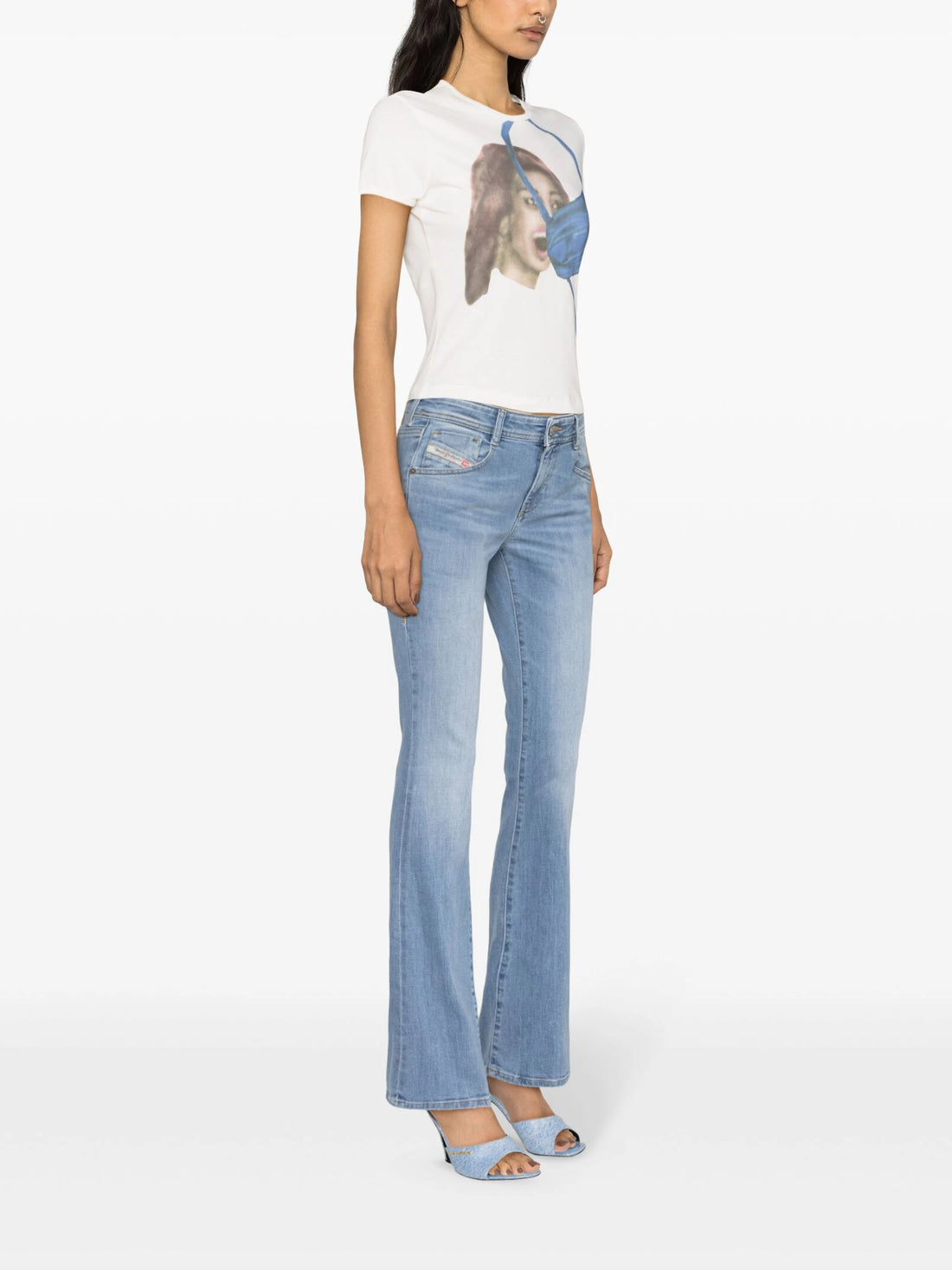 DIESEL WOMEN 1969 D-Ebbey Low-rise Slim-fit Bootcut Jeans Light Blue - MAISONDEFASHION.COM