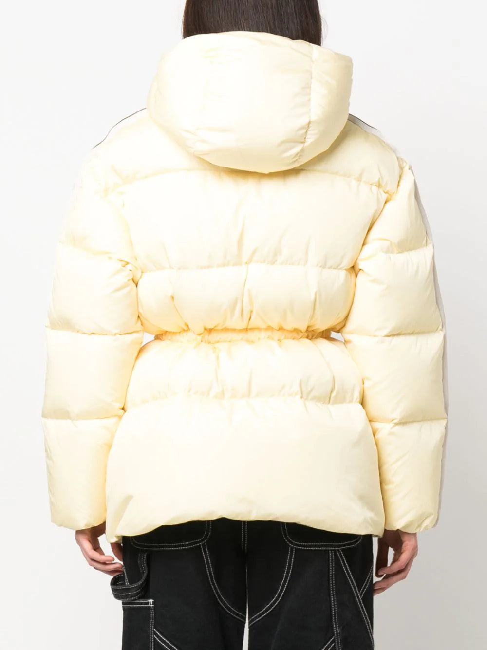 PALM ANGELS WOMEN Waist Belt Down Jacket Butter/Off White - MAISONDEFASHION.COM