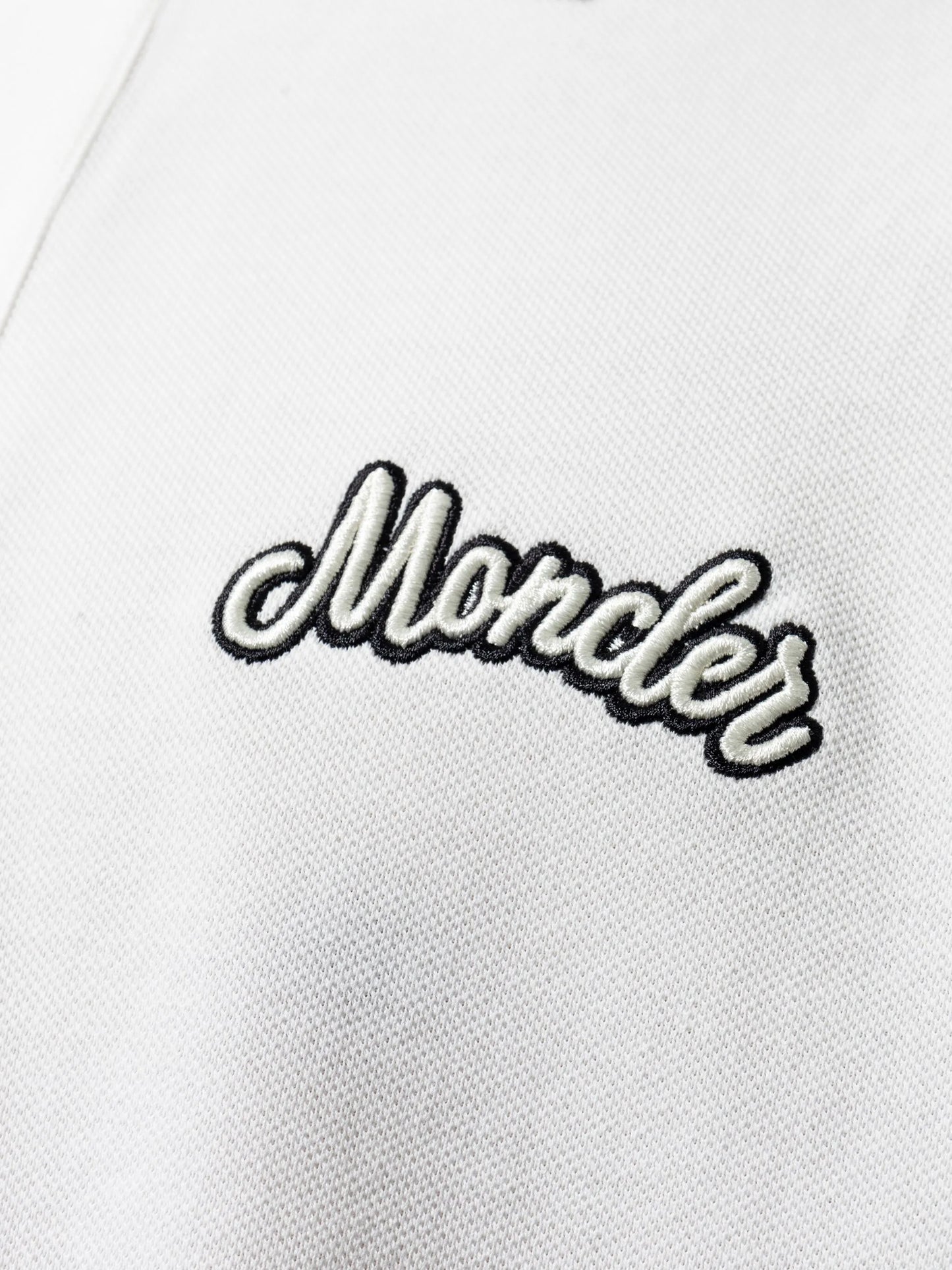 MONCLER Logo Embroidered Short-Sleeved Polo Shirt White