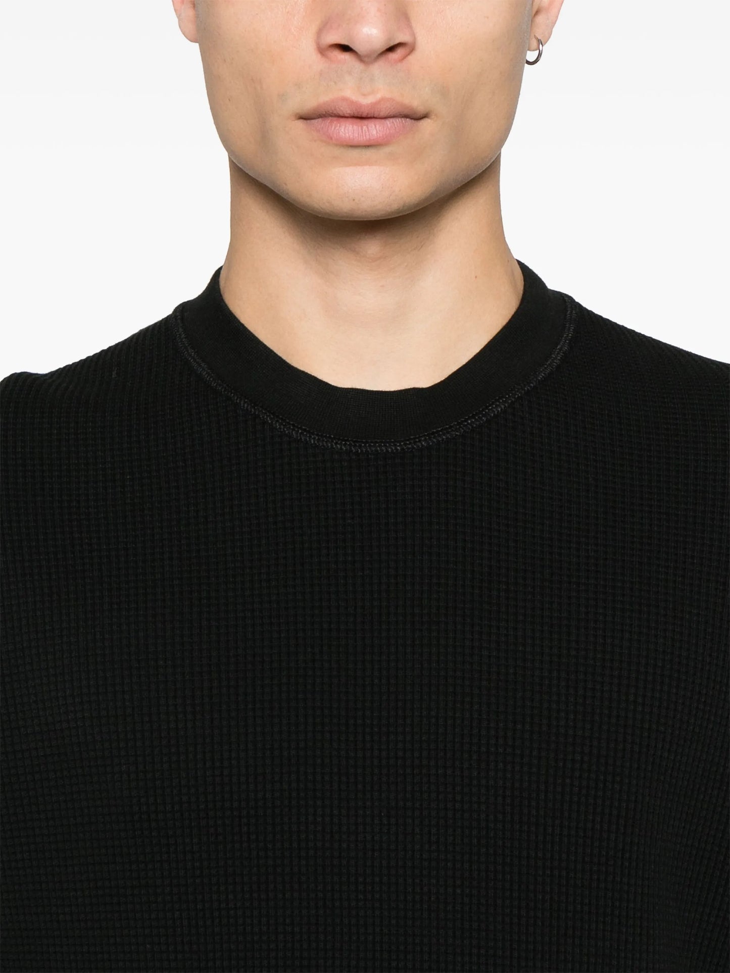 スウェット・トレーナー STONE  Waffle Fleece Crewneck Sweatshirt Black Stone Island Organic Cotton Waffle Fleece Sweatshirt Black