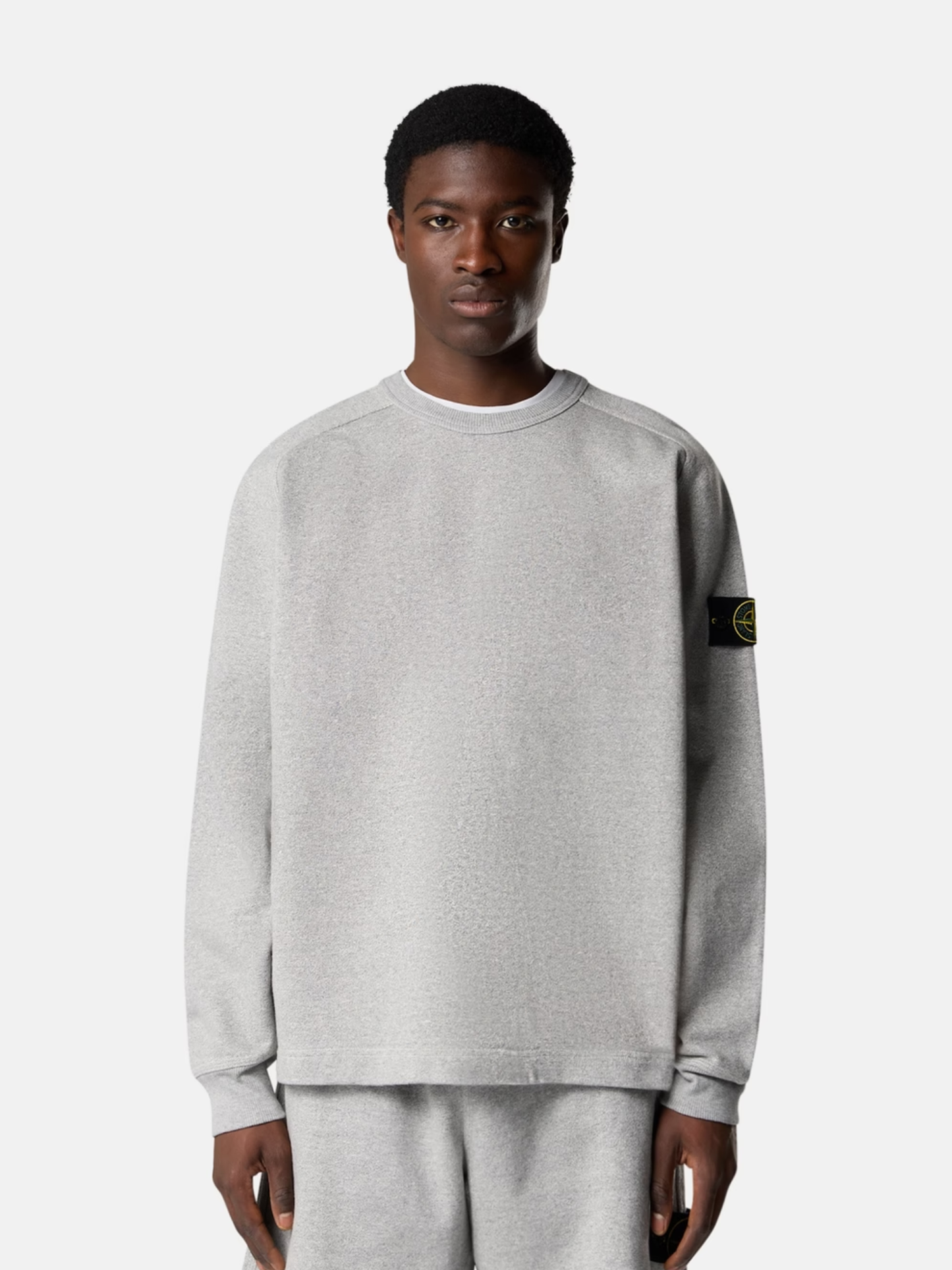 STONE ISLAND Mélange Fleece Oversized-fit Crewneck Sweatshirt Dust