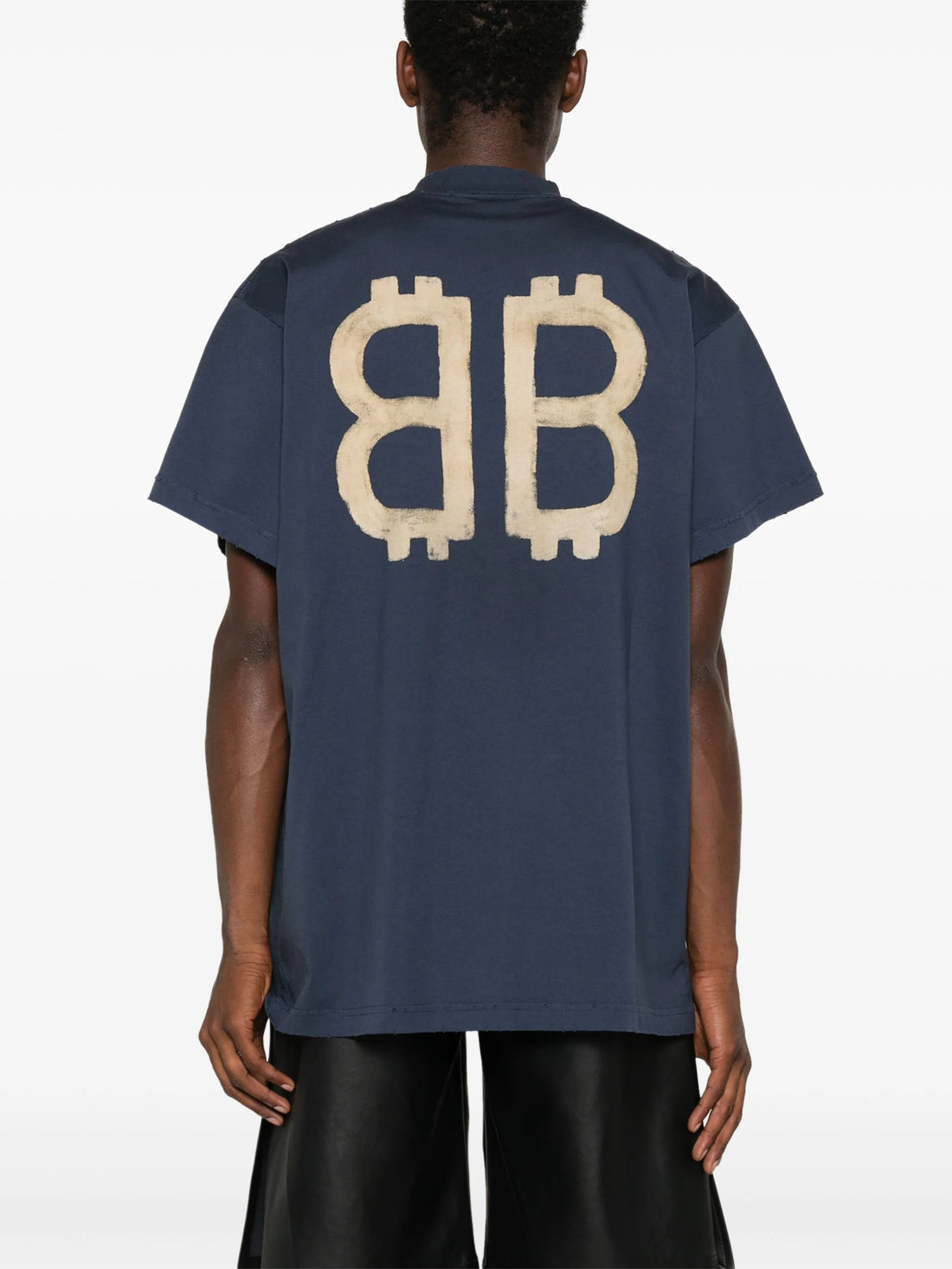 BALENCIAGA Crypto-Print Cotton T-Shirt Navy