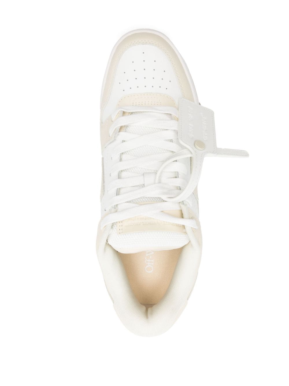 OFF-WHITE MEN Out Of Office Low Top Leather Sneakers White/Beige - MAISONDEFASHION.COM