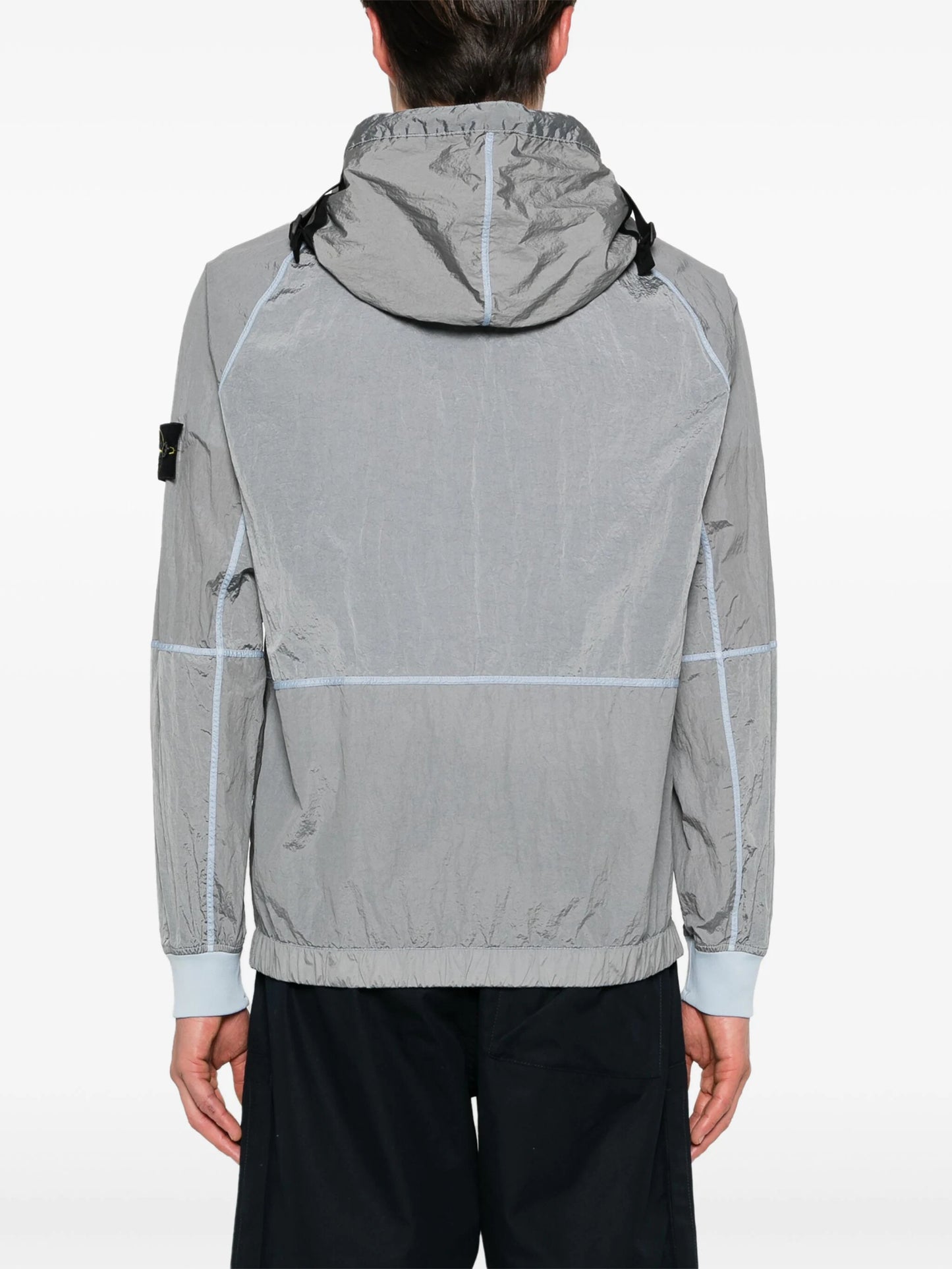 9090 Piping Shell Hooded Jacket ライトグレーXL STONE ISLAND Compass-Badge Shell Hooded Jacket Cool Grey