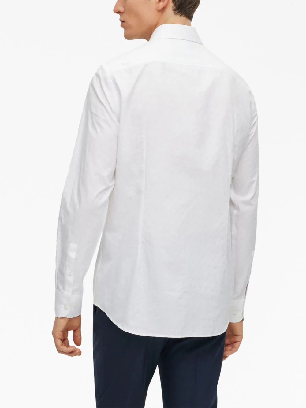 シャツ BOSS Hank Kent Diamond-Print Cotton Slim-fit Shirt White BOSS Hank Kent Diamond-Print Cotton Slim-fit Shirt White
