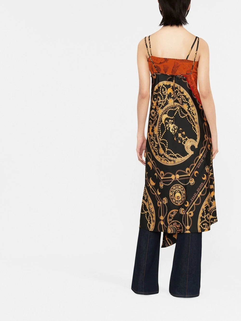 MARINE SERRE WOMEN Regenerated Silk & Ornament Jewellery Print Shirt Black - MAISONDEFASHION.COM