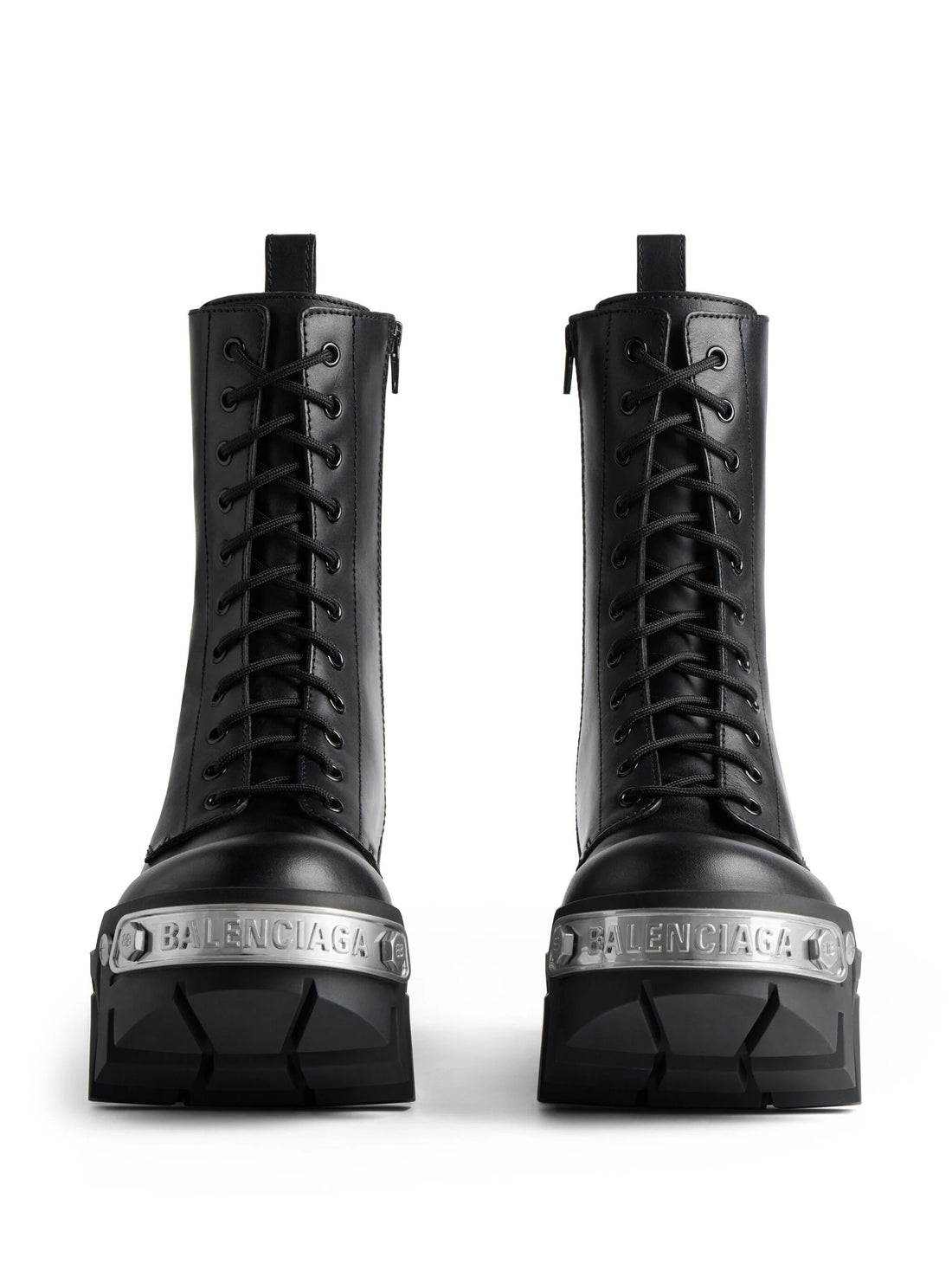 BALENCIAGA Bulldozer Lace up Boots Black Silver - MAISONDEFASHION.COM
