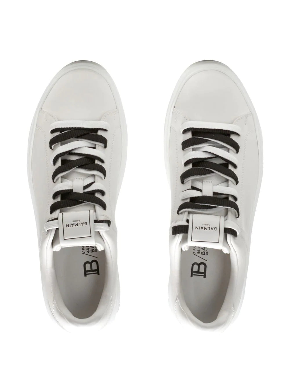 BALMAIN MEN B-Court Leather Print Logo Sneakers White/Black - MAISONDEFASHION.COM