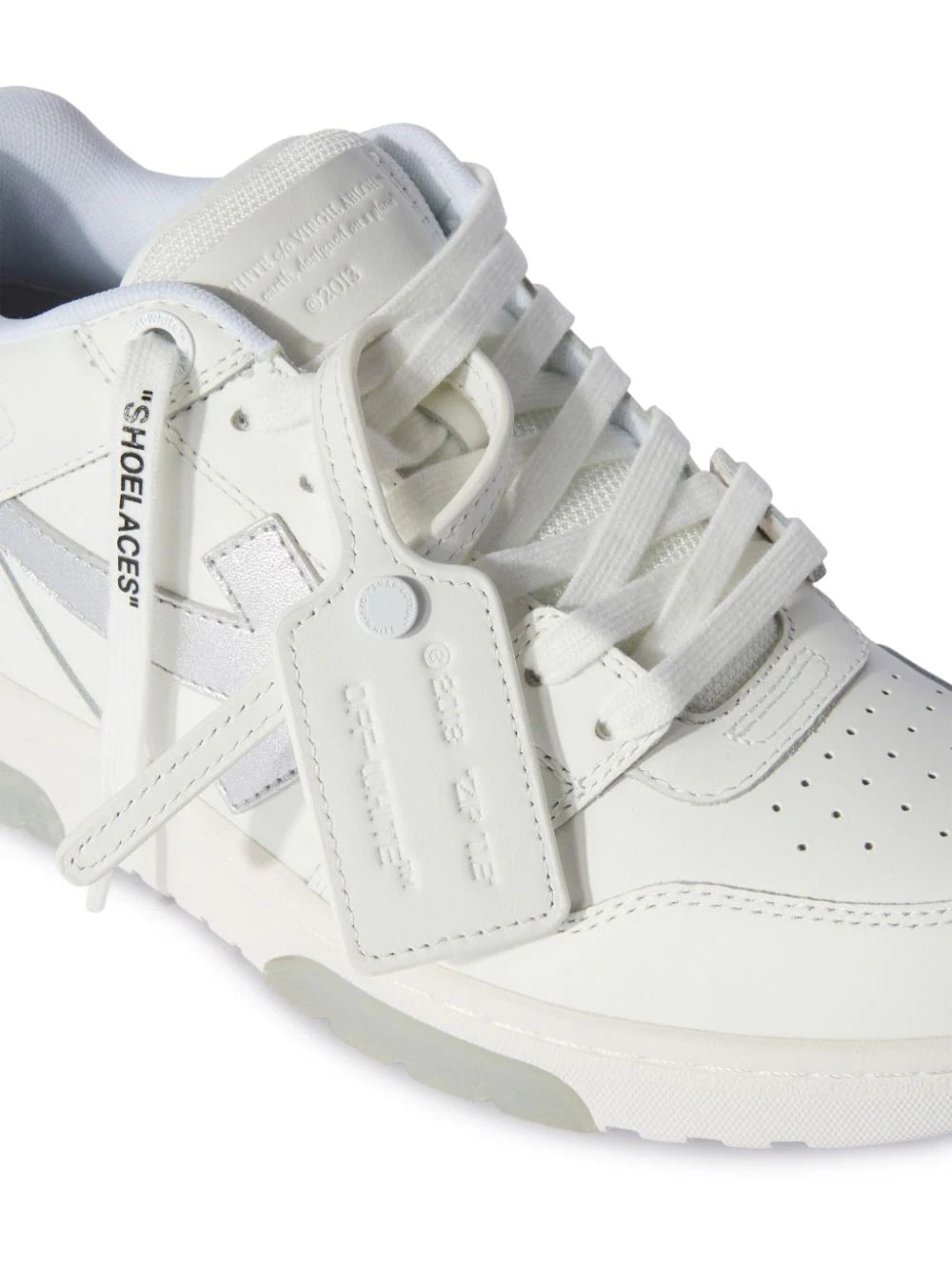 OFF-WHITE WOMEN Out Of Office Calf Leather Sneakers White/Silver - MAISONDEFASHION.COM