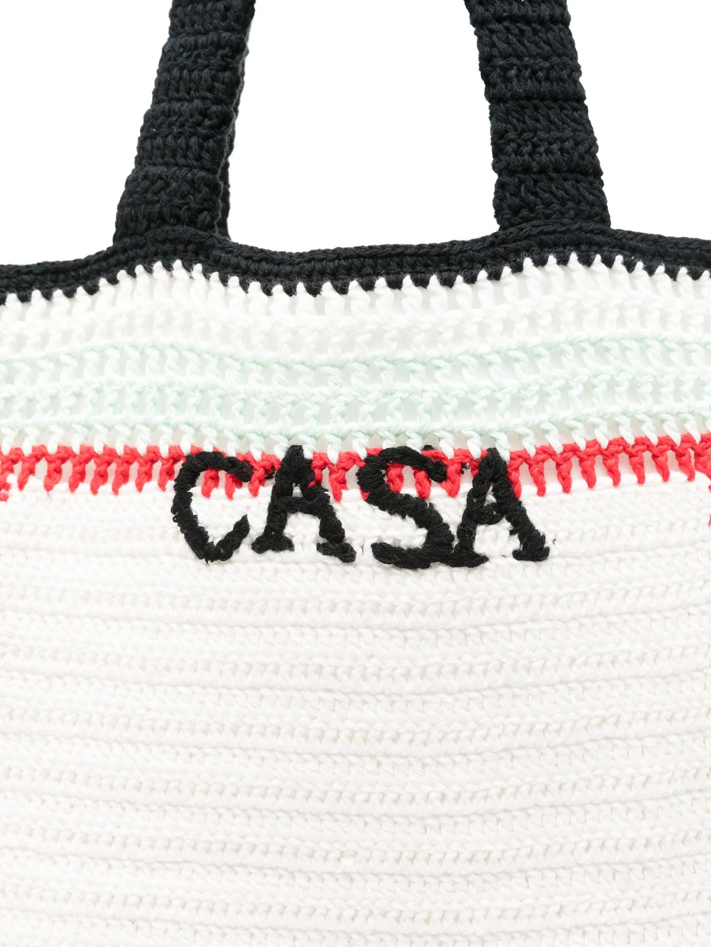 CASABLANCA Logo Embroidered Crochet Bag White