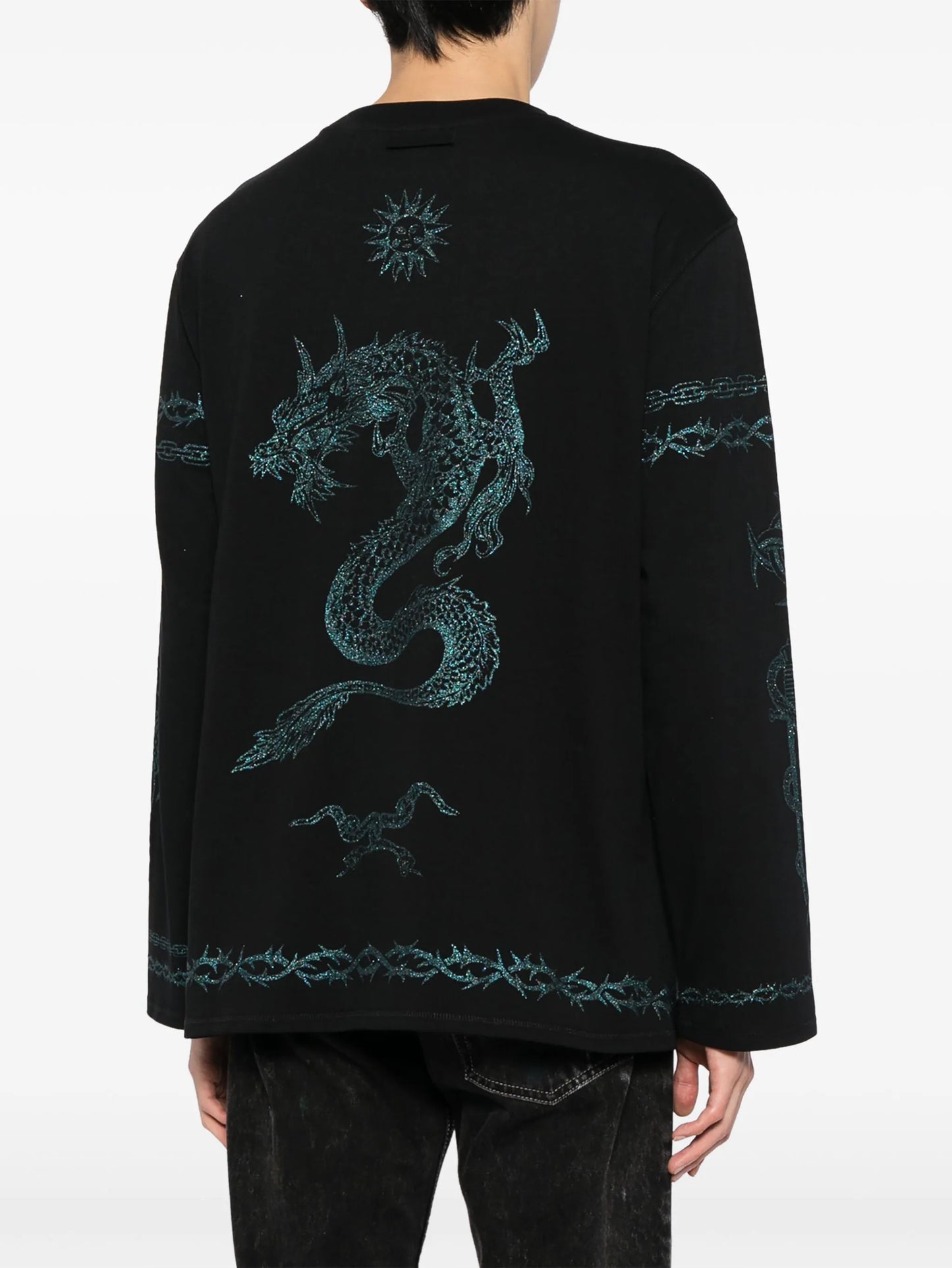 JEAN PAUL GAULTIER UNISEX Oversized Printed Glitter Graphic Long
