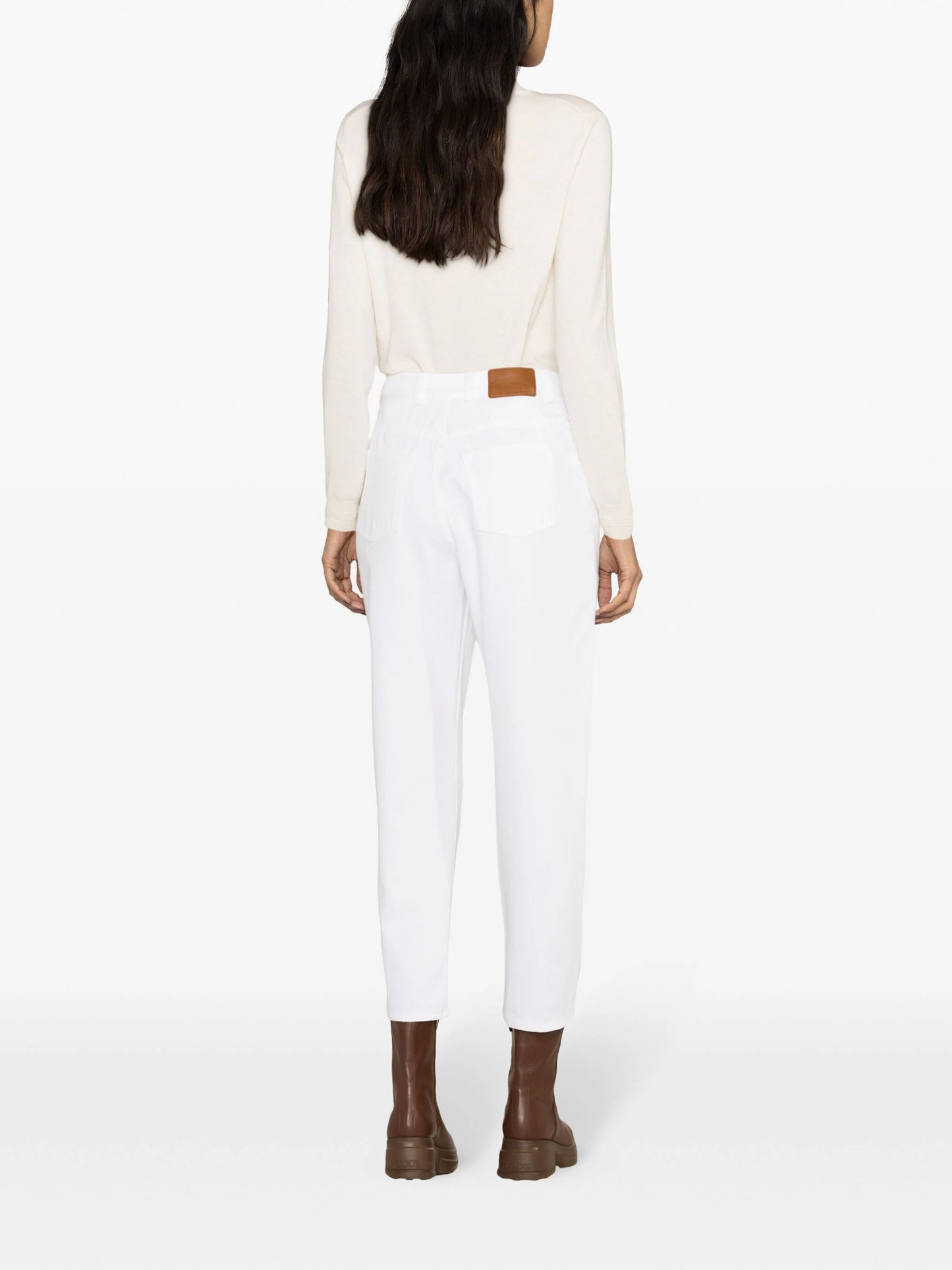 パンツ MONCLER WOMEN High Rise Cropped Jeans White MONCLER WOMEN High Rise Cropped Jeans White