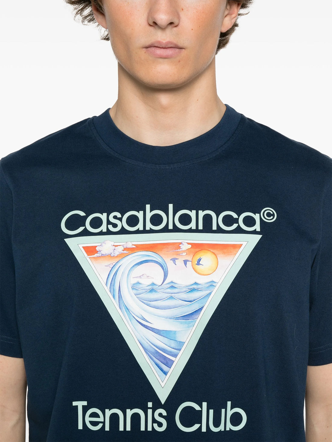 CASABLANCA Tennis Club Icon Printed T-Shirt Navy