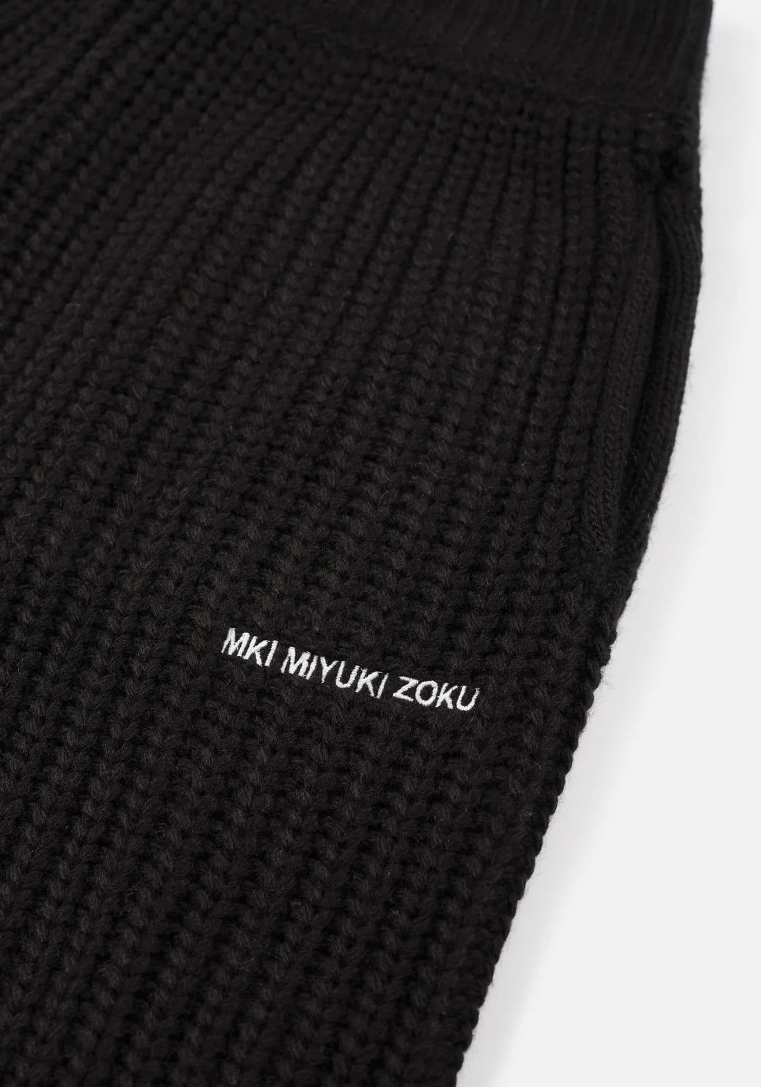 MKI MIYUKI ZOKU Chunky Rib Knit Wide Leg Joggers Black - MAISONDEFASHION.COM