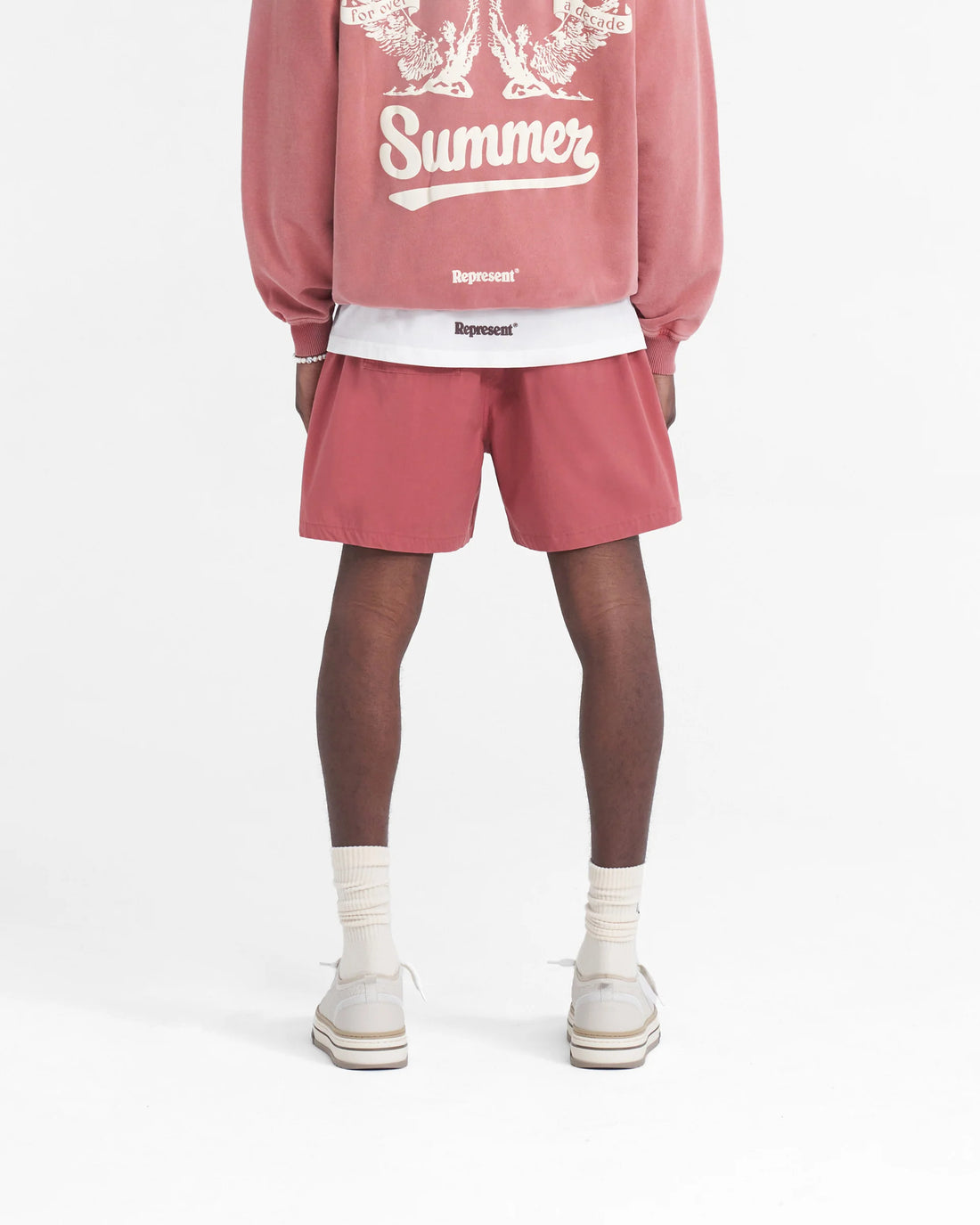 REPRESENT Logo Embroidered Drawstring Swim Shorts Sunrise