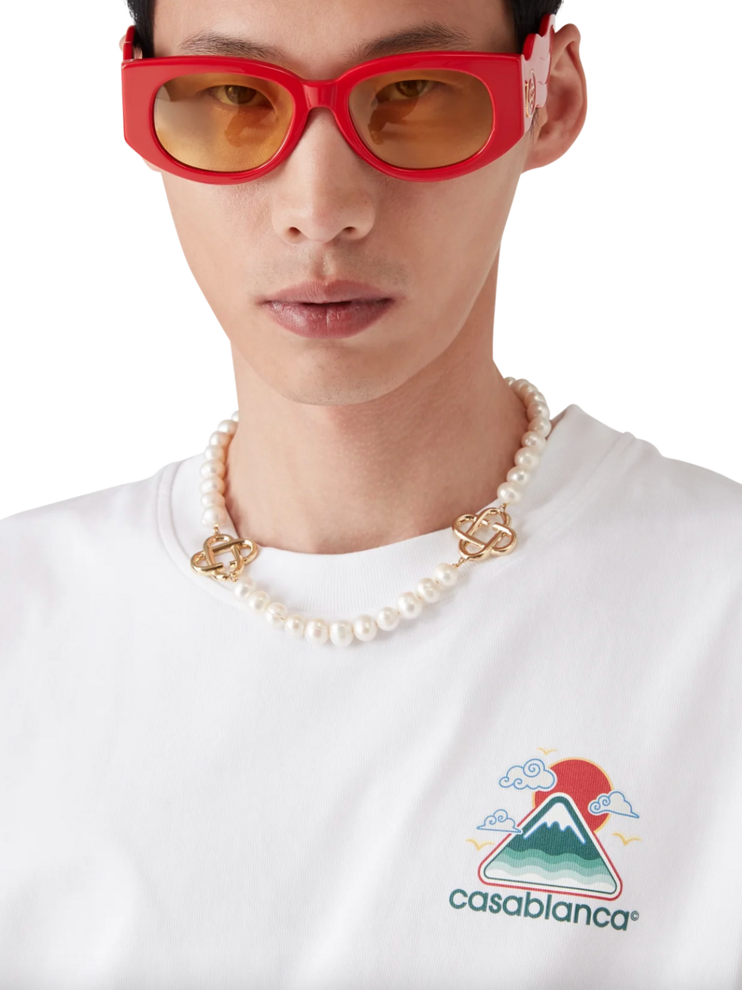 CASABLANCA Montagne Ondulée Screen Printed T-shirt White CASABLANCA Montagne Ondulée Screen Printed T-shirt White