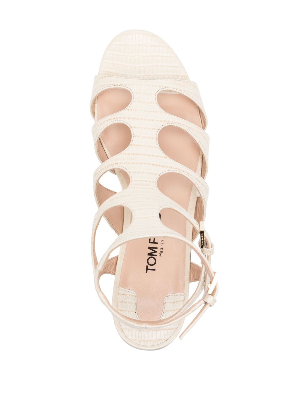 サンダル・ミュール TOM FORD WOMEN Croc-Effect Leather Sandals Ivory TOM FORD WOMEN Croc-Effect Leather Sandals Ivory