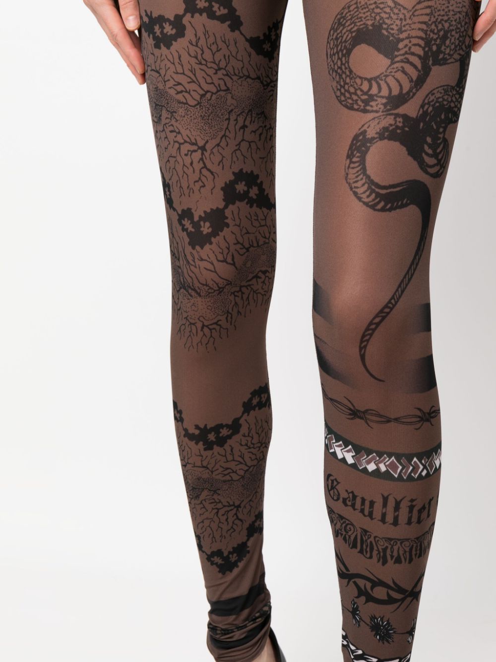 JEAN PAUL GAULTIER WOMEN Tattoo Printed Effect Leggings Ebene/Grey