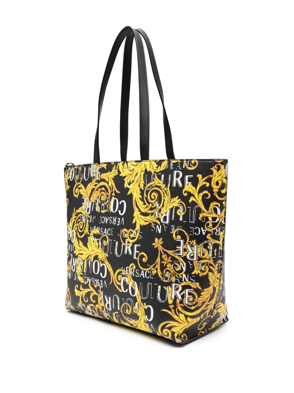 VERSACE WOMEN Baroque Logo Print Reversible Shopping Bag Bag Black/Gold - MAISONDEFASHION.COM