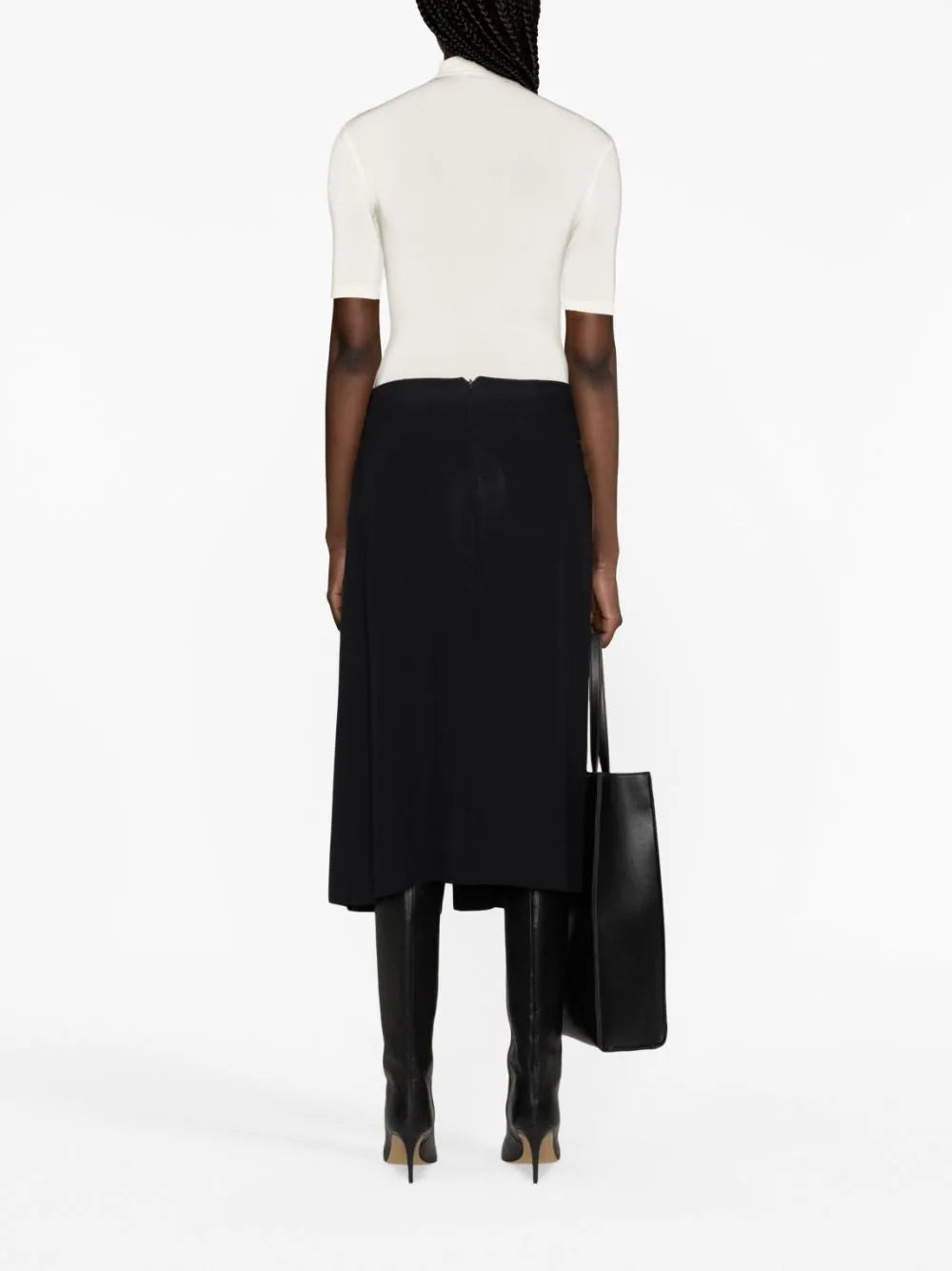 OFF-WHITE WOMEN OFF Stamp S/S Turtleneck Top White/Black - MAISONDEFASHION.COM
