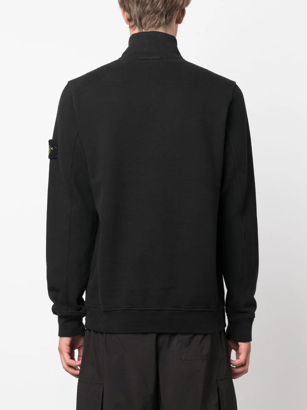 STONE ISLAND Quarter Zip Sweatshirt Black - MAISONDEFASHION.COM