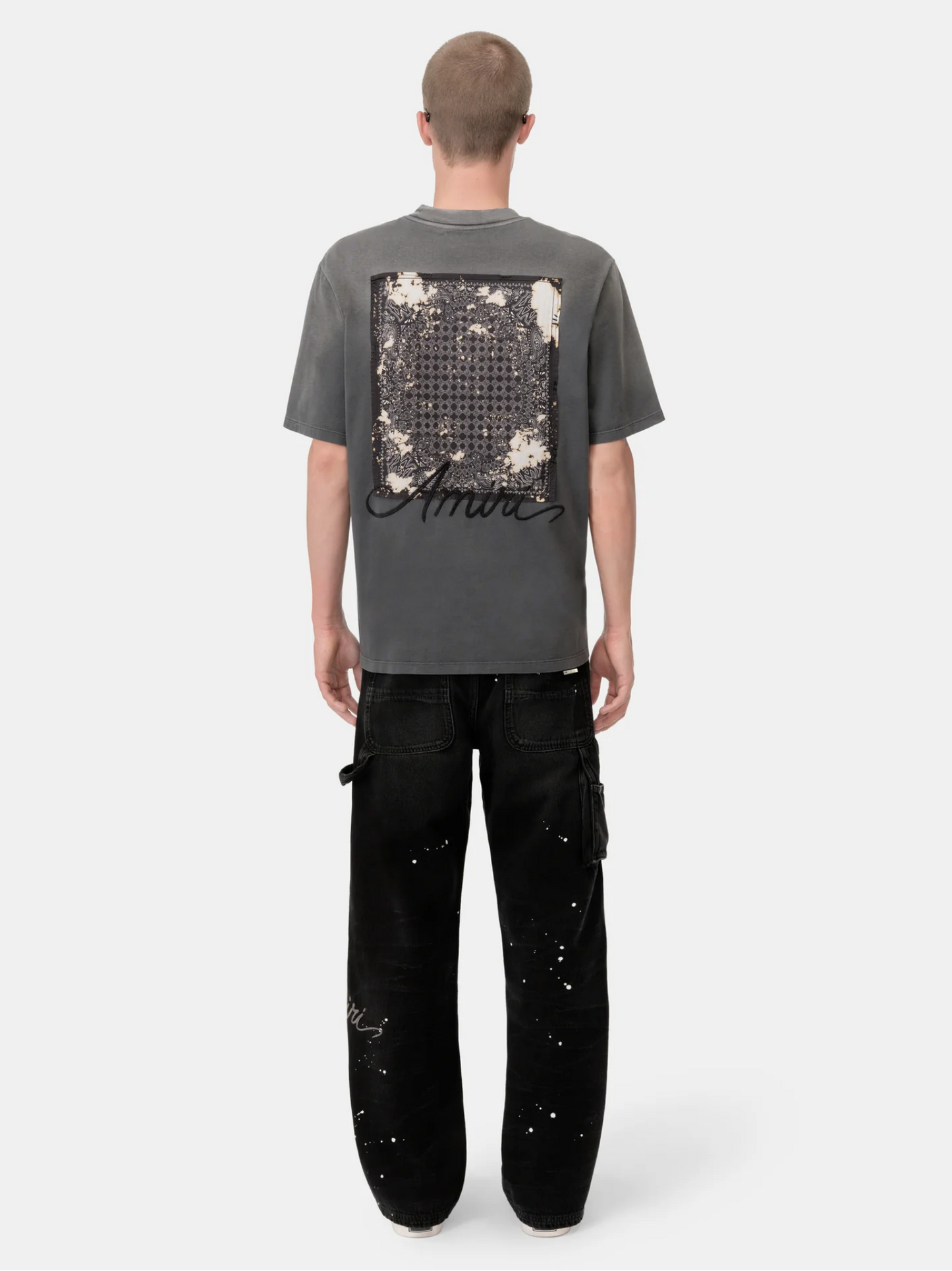 Tシャツ・カットソー AMIRI FW25 Amiri Bleach Bandana Shirt (AMSTCA1159 BLACK) Amiri Bandana Bleach Logo T Shirt – Luxfashionsource