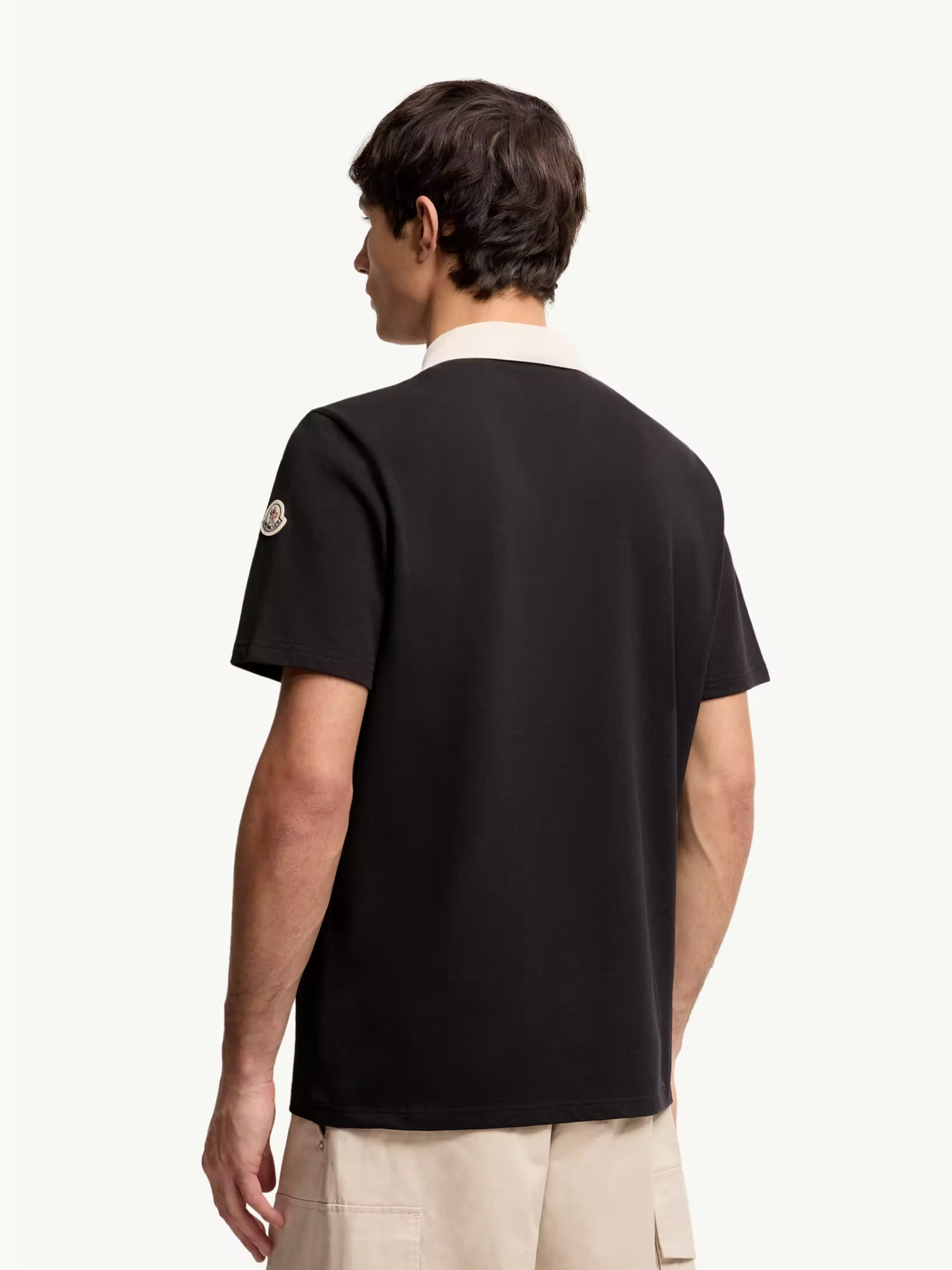 MONCLER Embroidered Logo Cotton Piquet Polo Shirt Black