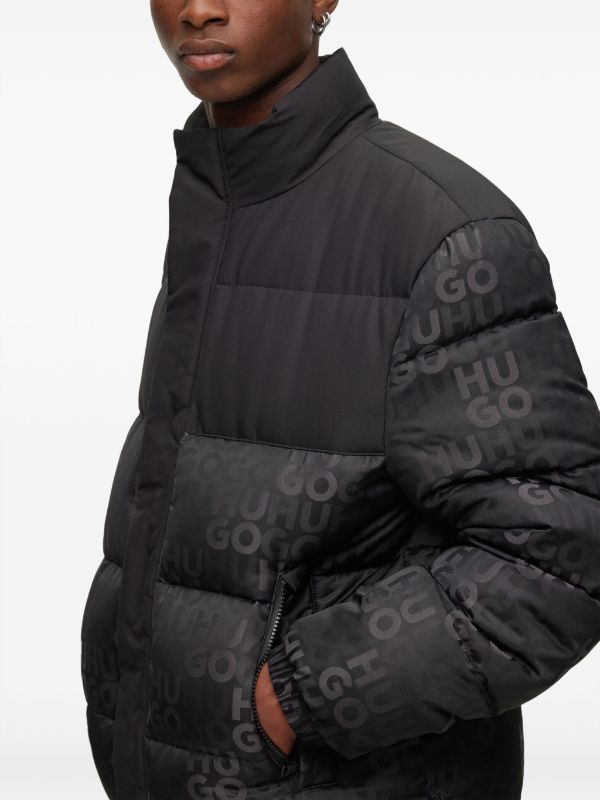 HUGO MEN Slim-fit Water-repellent Puffer Jacket Black - MAISONDEFASHION.COM