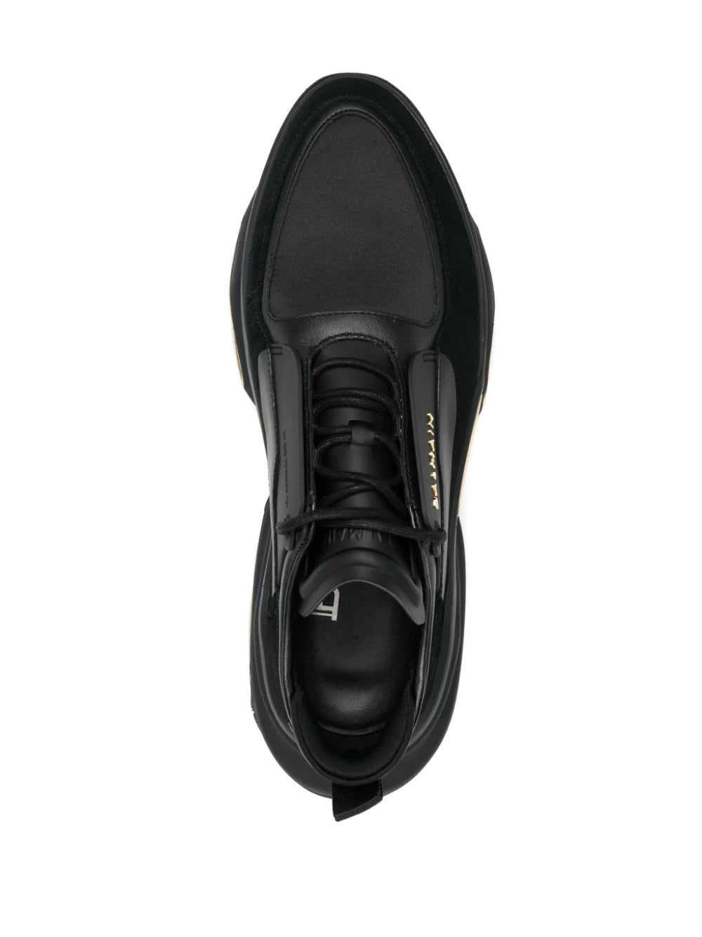 BALMAIN MEN B-Bold Low Top Leather Sneakers Black/Gold - MAISONDEFASHION.COM