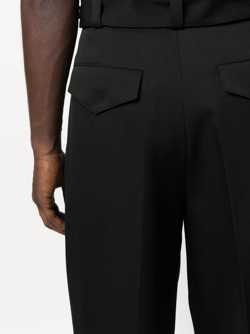 JIL SANDER MEN Wide Leg Tailored Wool Trousers Black - MAISONDEFASHION.COM