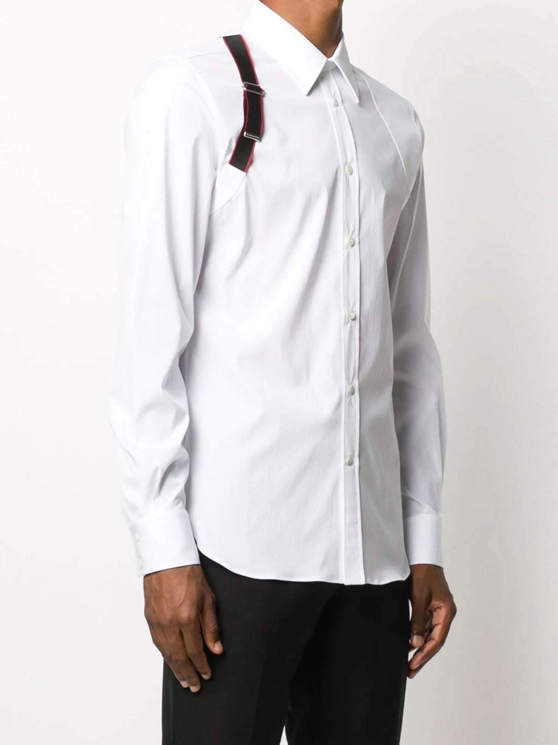 ALEXANDER MCQUEEN Strap Harness Shirt White Red - MAISONDEFASHION.COM