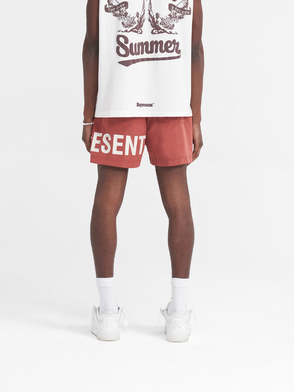 REPRESENT Logo Print Drawstring Swim Shorts Sunrise