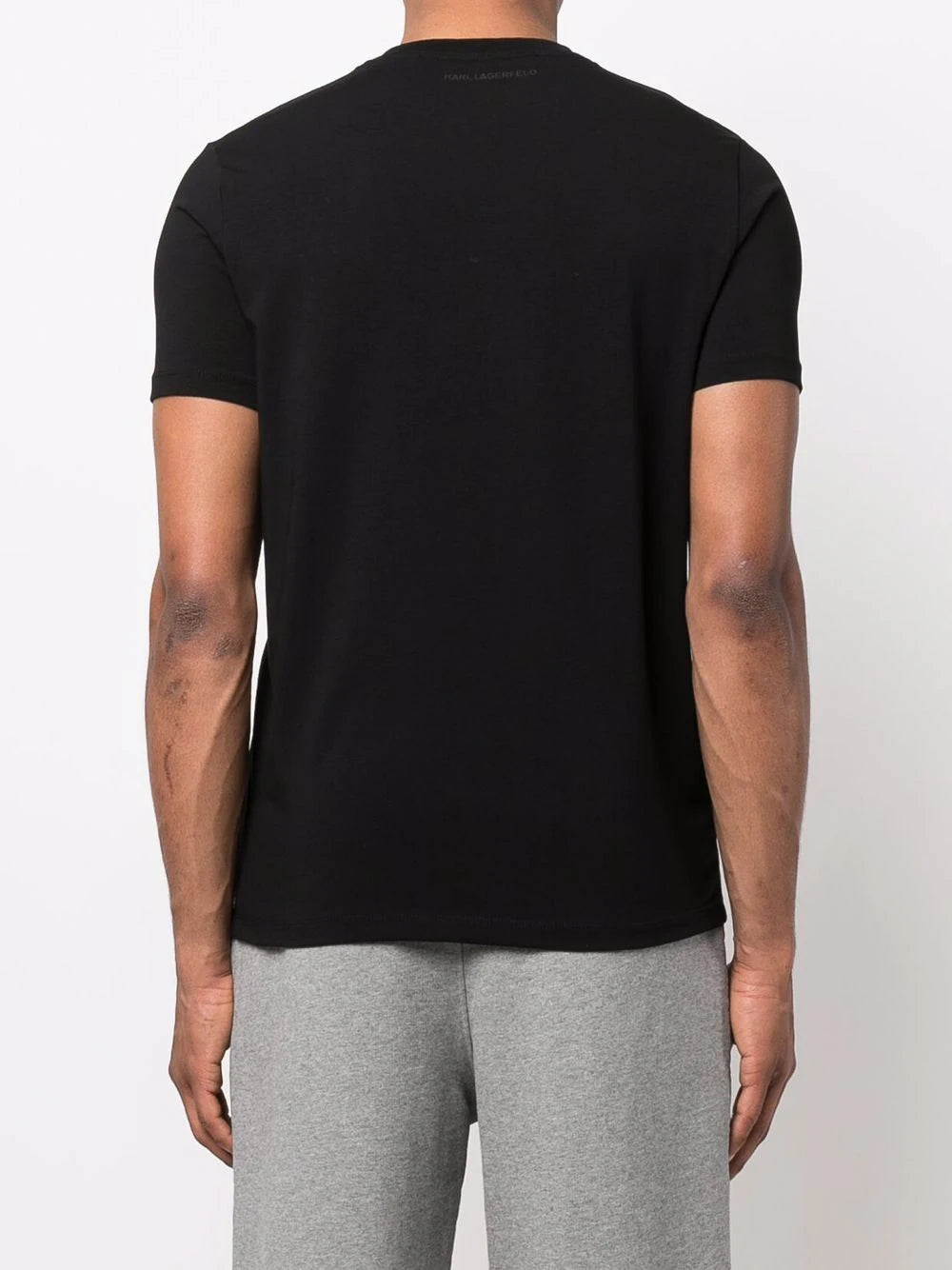 KARL LAGERFELD MEN Logo Patch Cotton T-Shirt Black - MAISONDEFASHION.COM