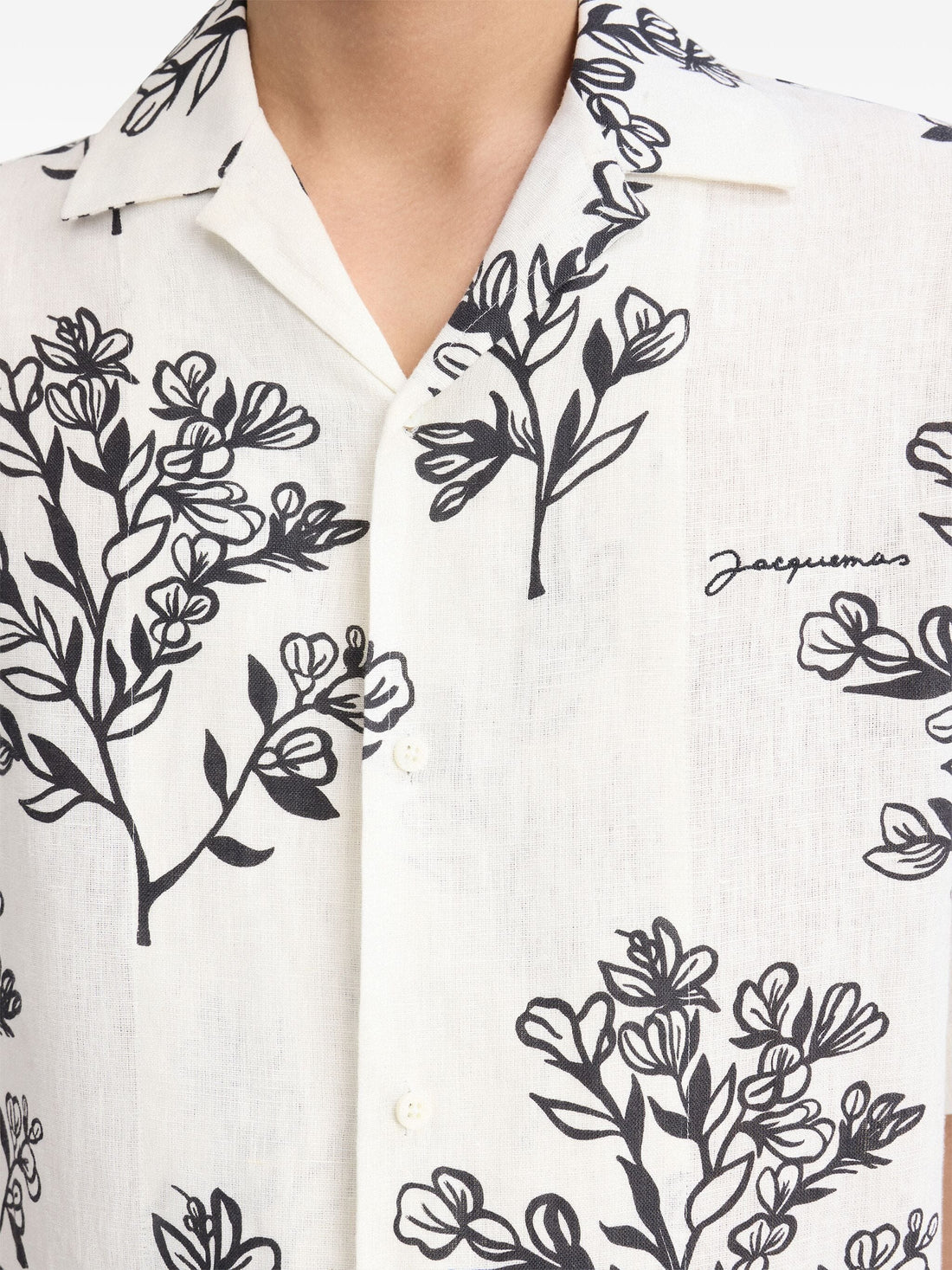 JACQUEMUS La Chemise Jean Floral Print Shirt White