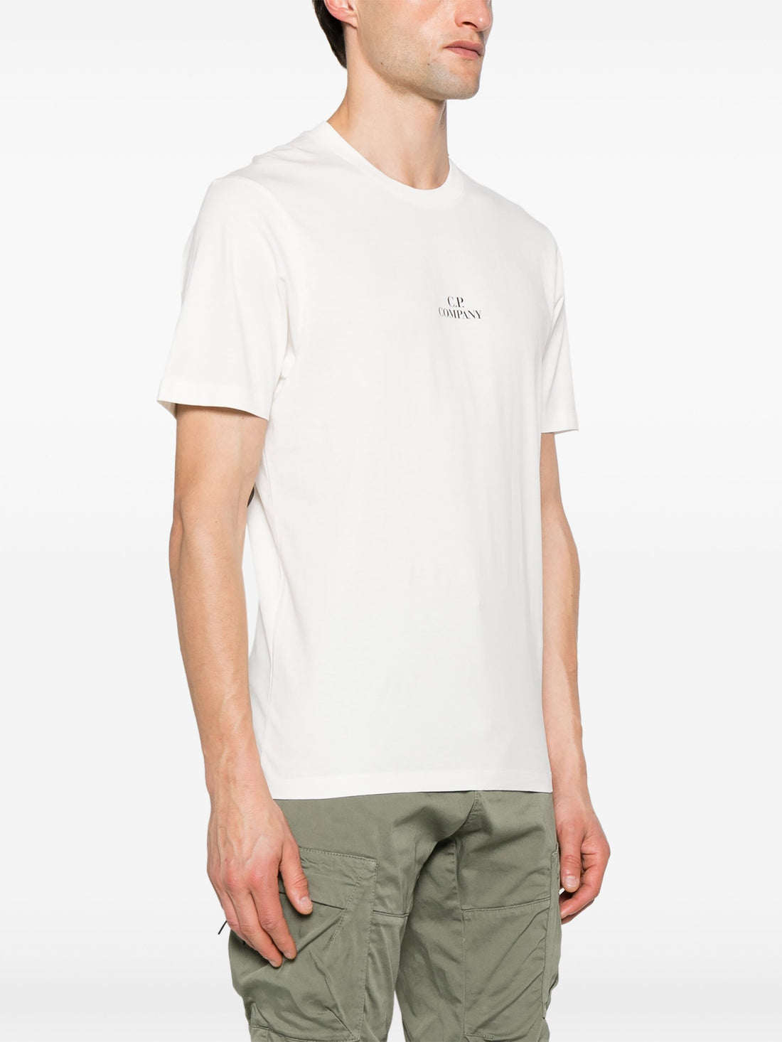 C.P. COMPANY Logo Graphic Print Cotton T-Shirt White - MAISONDEFASHION.COM