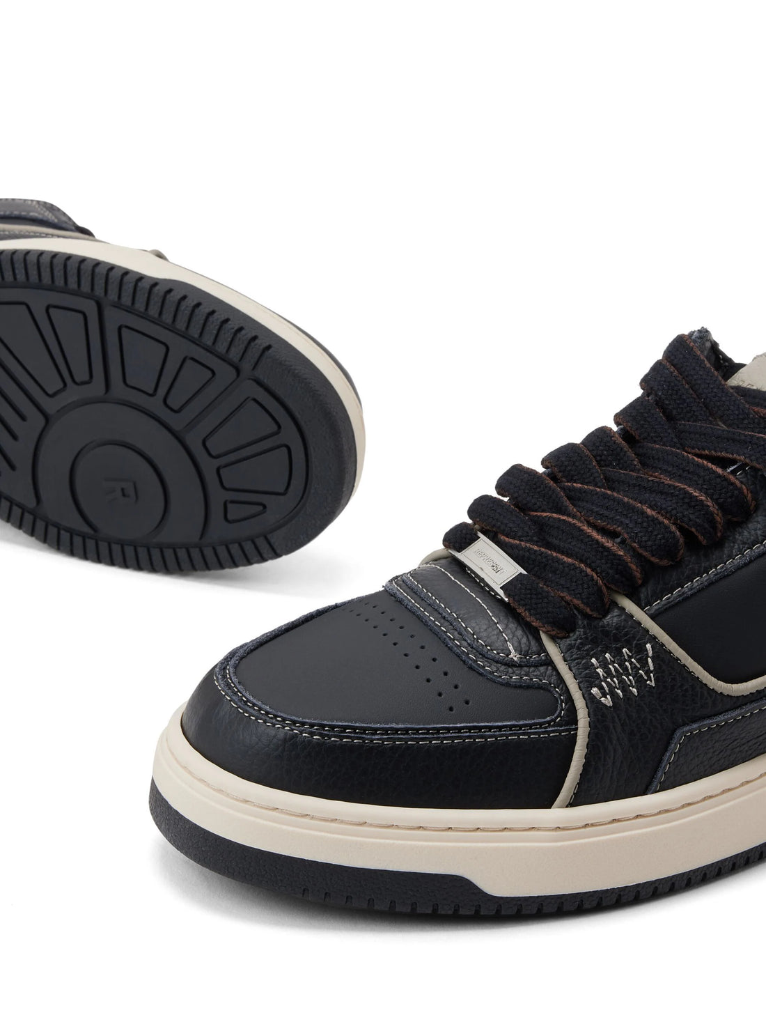 REPRESENT Apex Low-Top Leather Sneakers Black/Washed Taupe