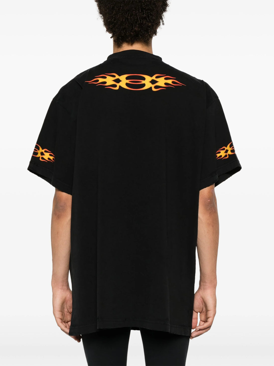 BALENCIAGA Flame Logo-Print Cotton T-Shirt Black