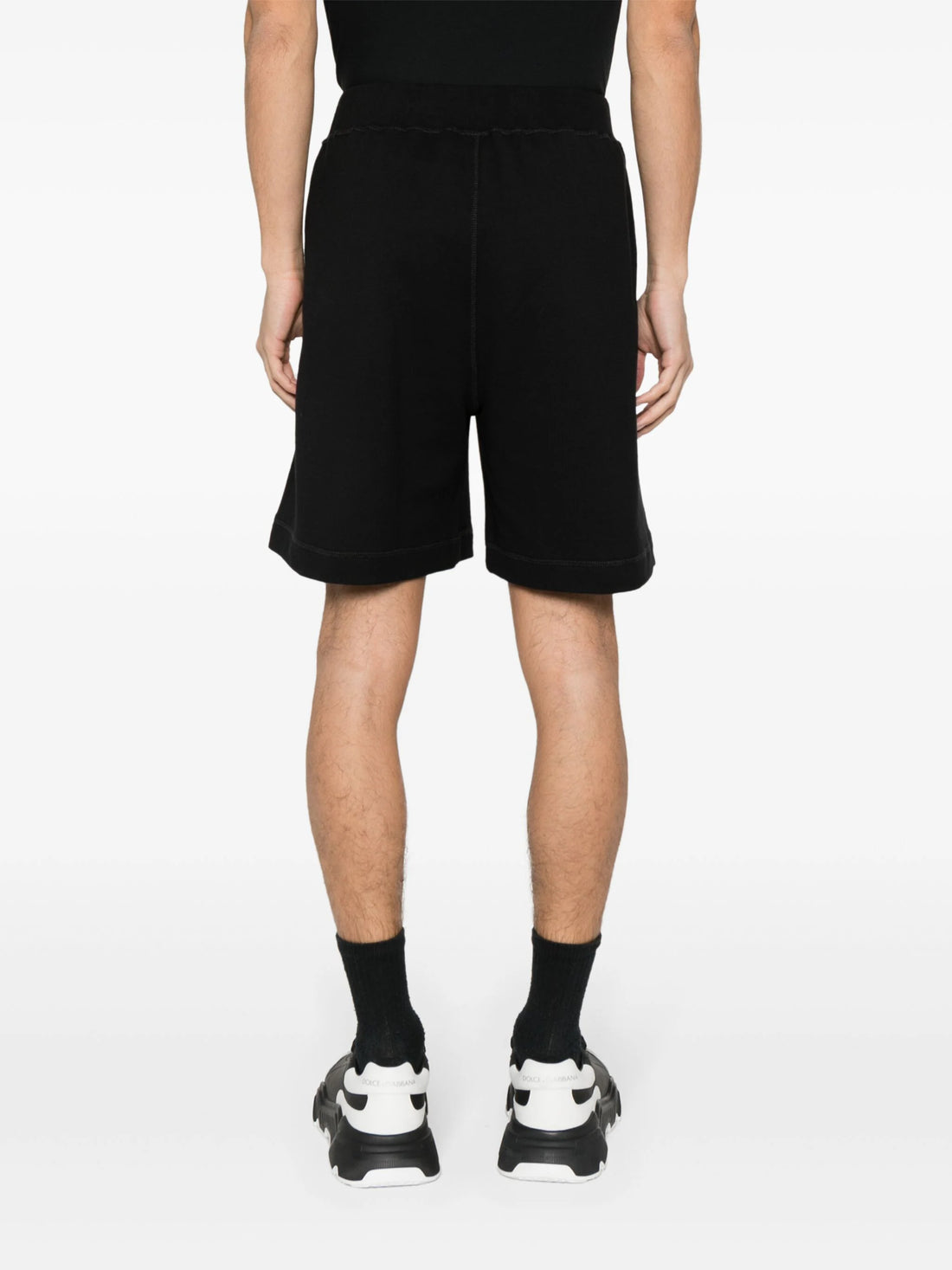 DSQUARED2 Sequin Logo Patch Cotton Shorts Black - MAISONDEFASHION.COM