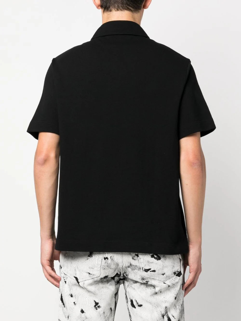 PALM ANGELS MEN Sartorial Tape Button Polo Shirt Black - MAISONDEFASHION.COM