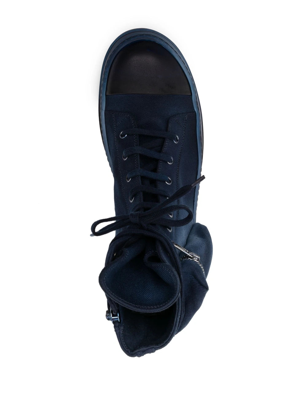 RICK OWENS DRKSHDW Denim Cargo Sneakers Indigo - MAISONDEFASHION.COM