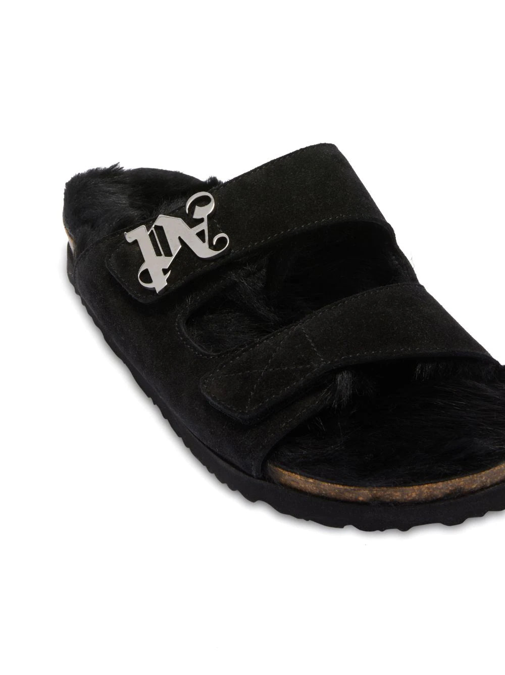 PALM ANGELS MEN Comfy Open Toe Slippers Black/Black - MAISONDEFASHION.COM