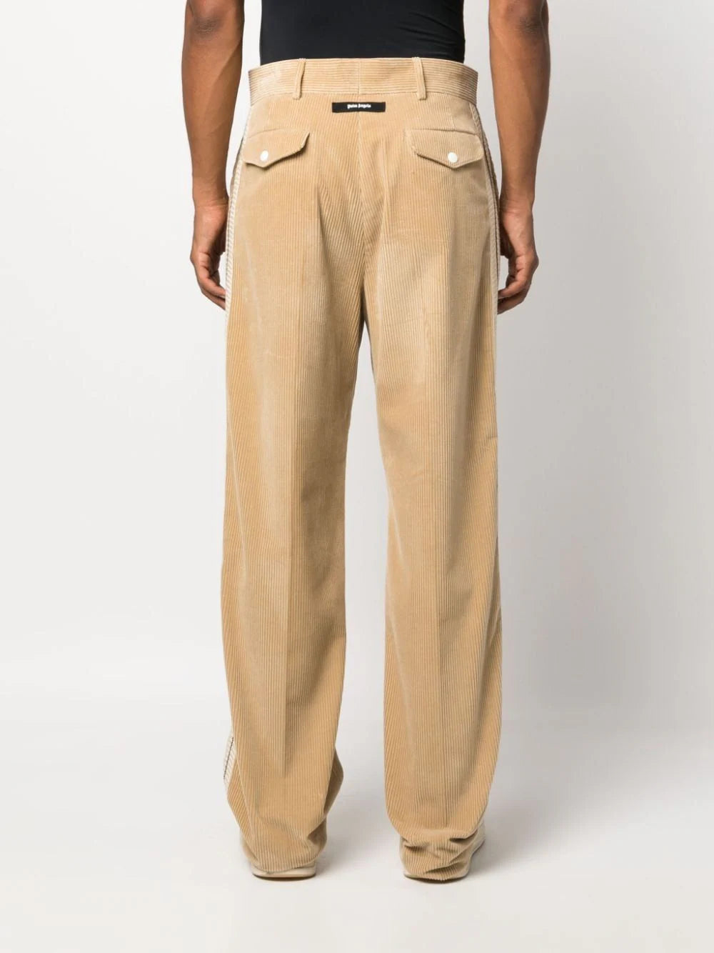 PALM ANGELS MEN Corduroy Suit Tape Pants Beige/Off-White - MAISONDEFASHION.COM