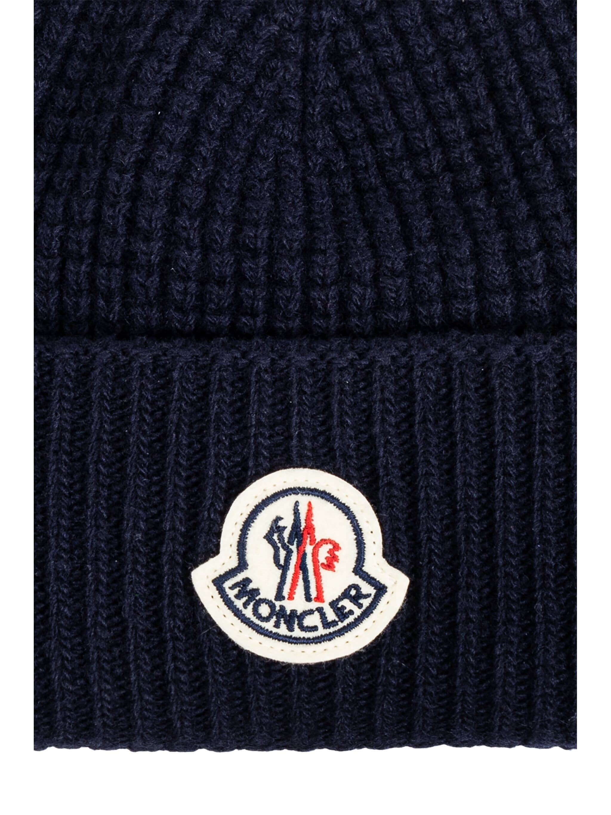 【関税&送料込】Moncler Berretto In Lana Con Logo Moncler Wool Ribbed Knit Logo Patch Beanie | Saks Fifth Avenue