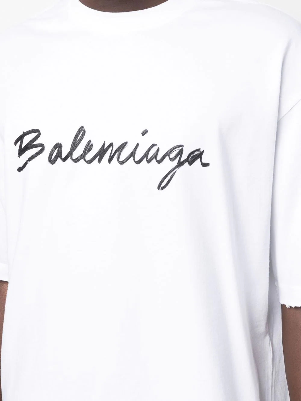 BALENCIAGA Signature Logo Print T-Shirt White BALENCIAGA Signature Logo Print T-Shirt White