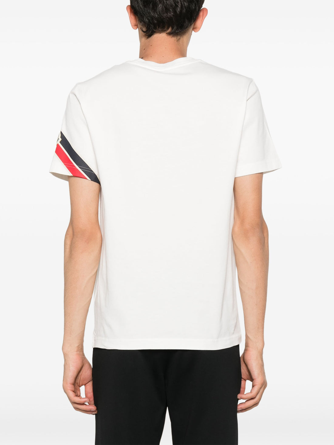 MONCLER Logo Patch Tri-Colour Cotton T-Shirt White