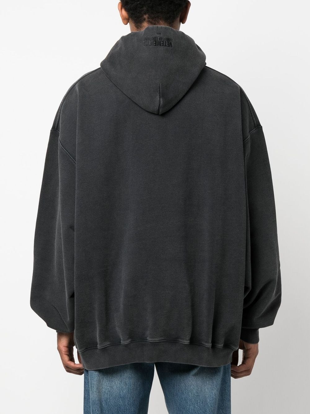 VETEMENTS Logo Limited Edition Hoodie Washed Black - MAISONDEFASHION.COM