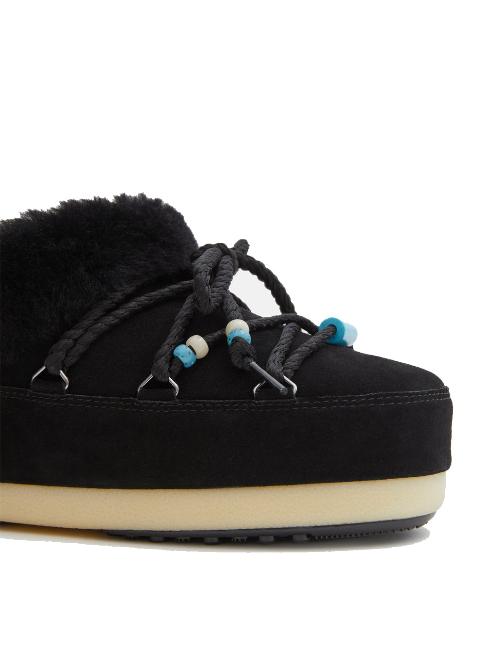 MOON BOOT UNISEX Suede Beads Mules Black